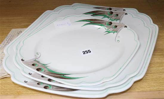 A graduated set of three Shelley butterfly wing meat dishes Largest 45cm.
